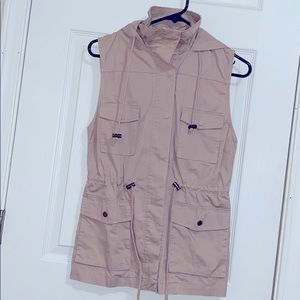 Blush Cargo Vest with Hood